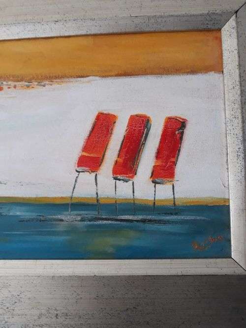 AN OIL PAINTING DEPICTING LAZING IN THE SUN ON A SUNDAY AFTERNOON.
