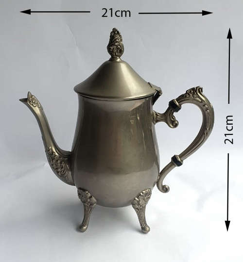 Stunning Vintage Pewter Teapot with Flower Design