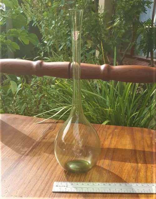 VERY RARE!! 1950S GULLASKRUF SWEDEN SMOKEY GREEN GLASS VASE
