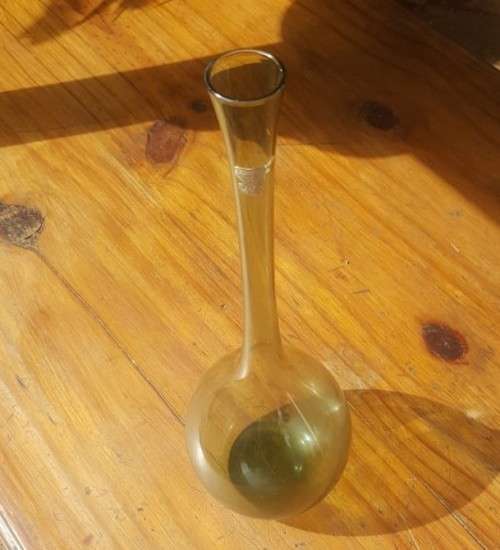 VERY RARE!! 1950S GULLASKRUF SWEDEN SMOKEY GREEN GLASS VASE