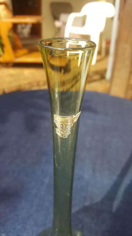 VERY RARE!! 1950S GULLASKRUF SWEDEN SMOKEY GREEN GLASS VASE