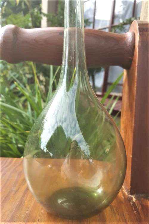 VERY RARE!! 1950S GULLASKRUF SWEDEN SMOKEY GREEN GLASS VASE