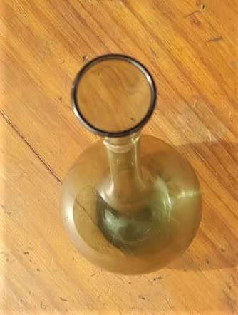 VERY RARE!! 1950S GULLASKRUF SWEDEN SMOKEY GREEN GLASS VASE