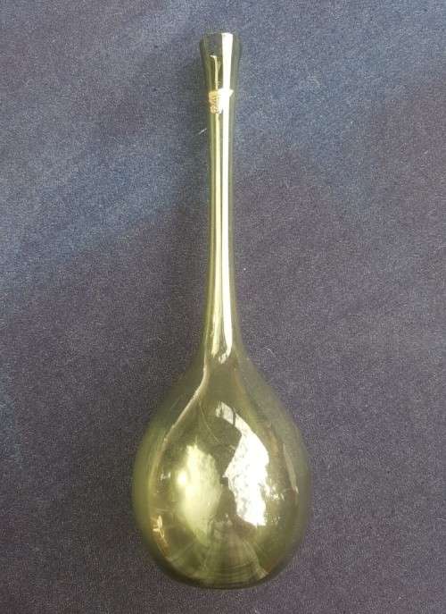 VERY RARE!! 1950S GULLASKRUF SWEDEN SMOKEY GREEN GLASS VASE