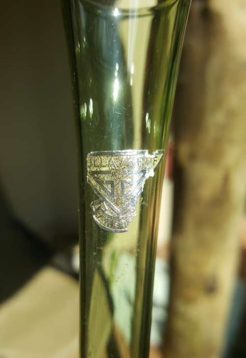 VERY RARE!! 1950S GULLASKRUF SWEDEN SMOKEY GREEN GLASS VASE