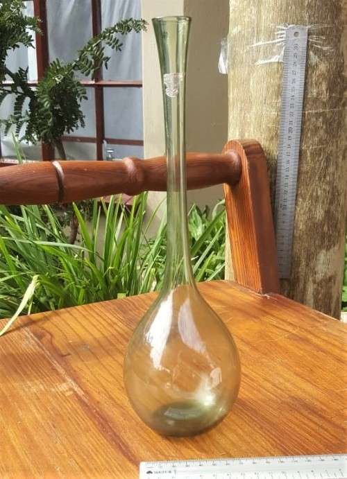 VERY RARE!! 1950S GULLASKRUF SWEDEN SMOKEY GREEN GLASS VASE