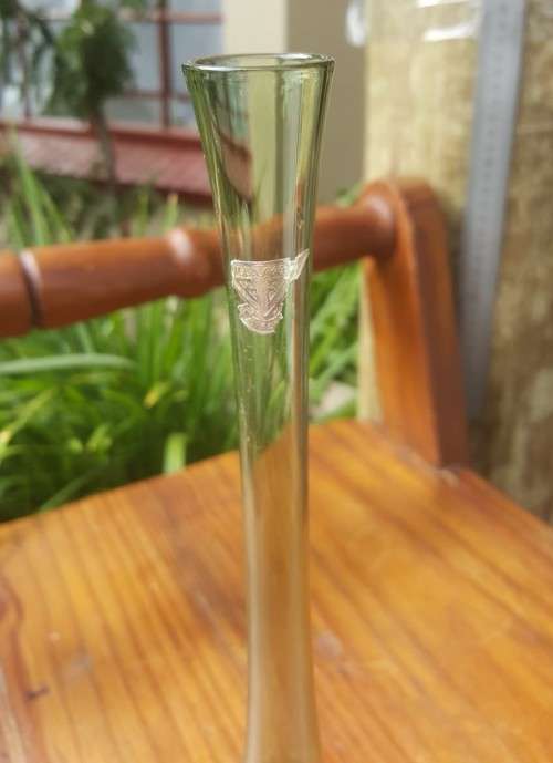 VERY RARE!! 1950S GULLASKRUF SWEDEN SMOKEY GREEN GLASS VASE