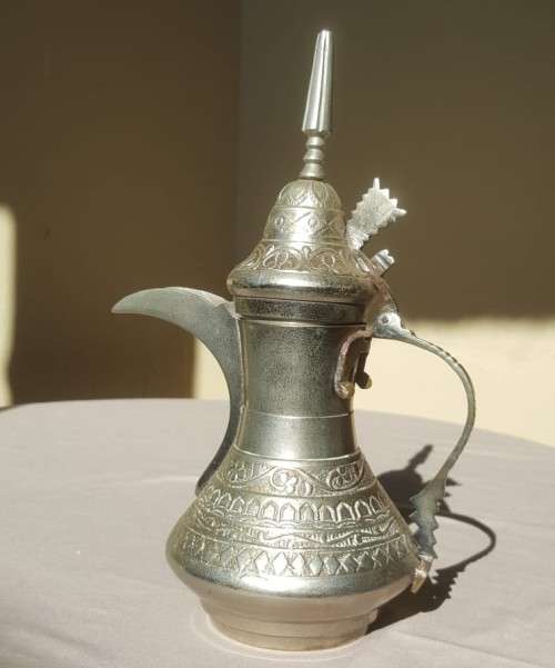 VINTAGE LARGE SILVER PLATED ARABIC DALLAH COFFEE POT