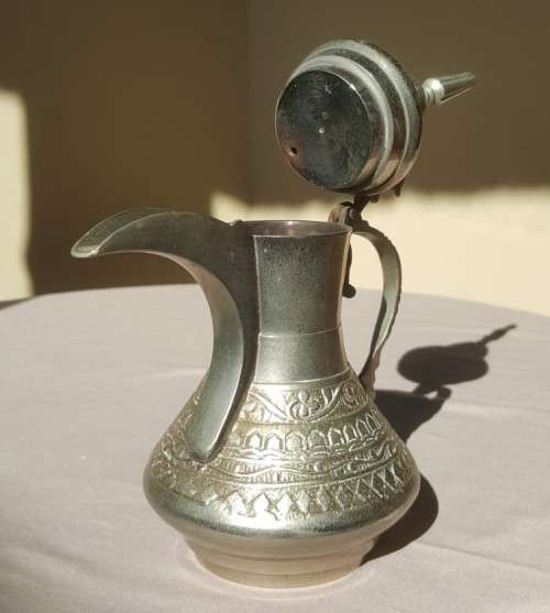 VINTAGE LARGE SILVER PLATED ARABIC DALLAH COFFEE POT