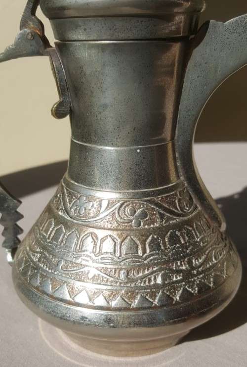 VINTAGE LARGE SILVER PLATED ARABIC DALLAH COFFEE POT