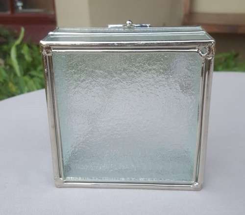 CUTE FROSTED GLASS AND ALUMINIUM TRINKET / JEWELLERY BOX