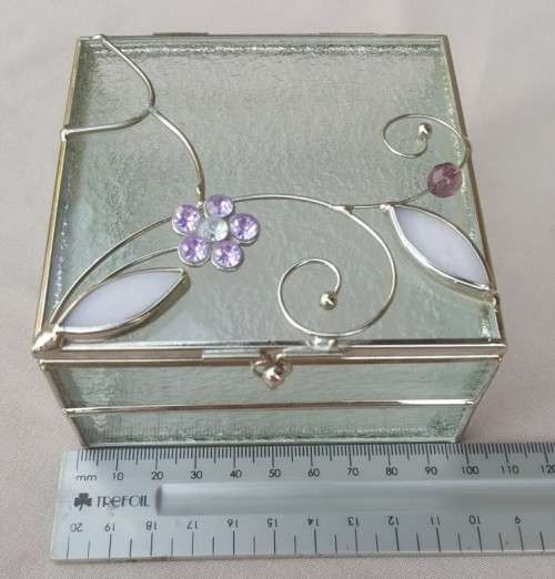 CUTE FROSTED GLASS AND ALUMINIUM TRINKET / JEWELLERY BOX