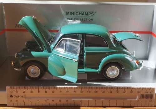 RARE MINICHAMPS LIMITED EDITION 1:18 MORRIS MINOR 2 DOOR 1959 DIE CAST CAR GREEN
