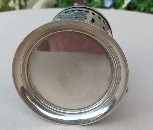 REAL 83% SILVER SPOON NORWAY WITH A METAL COFFEE CADDY AND COBALT BLUE INSERT