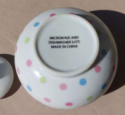 CUTE PINK, BLUE AND GREEN DOTTED TEA POT, SUGAR POT AND CREAMER MADE IN CHINA
