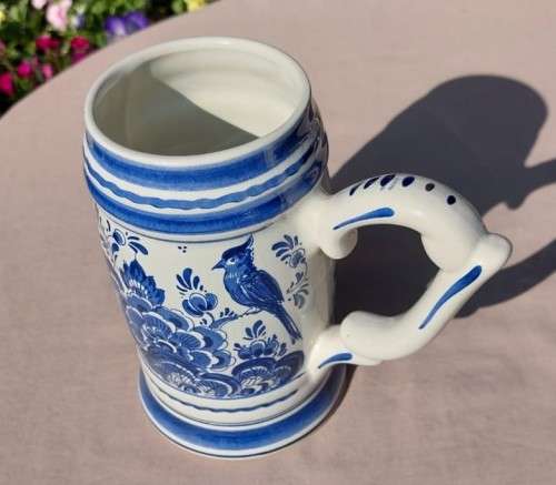 ANTIQUE HANDPAINTED DELFT (NO S!) BLAUW MUG WITH CROWN MARK MADE IN HOLLAND