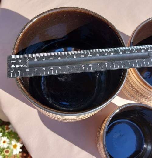 BEAUTIFULL TRIO OF HANDMADE GERMANY CERAMIC POTS  WELL MADE