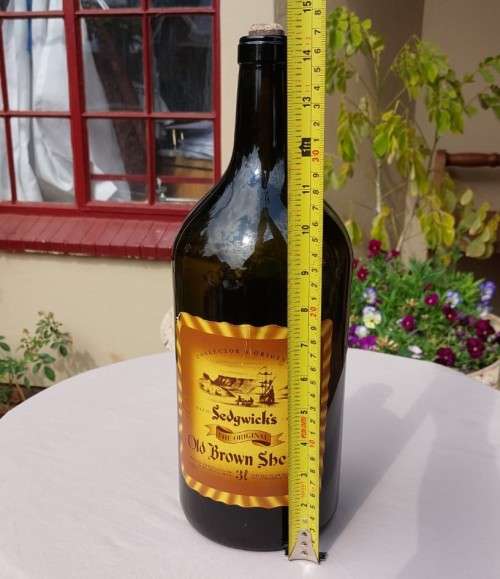 VINTAGE OLD BROWN SHERRY COLLECTORS 3L BROWN AMBER BOTTLE - EMPTY