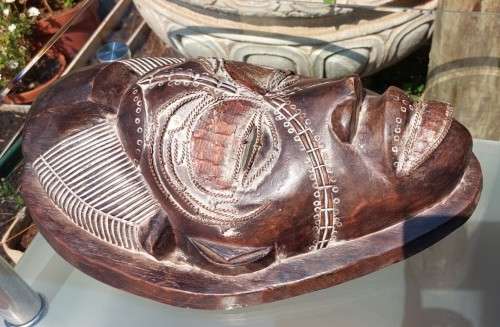 HIGHLY DESIRABLE AFRICAN TIKAR WOODEN MASK HAND CARVED CAMEROON 40CM HIGH