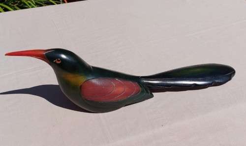 FEATHERS GALLERY KNYSNA LIMITED EDITION NO 1177 WOOD HOOPOE (MALE) OR KAKELAAR HAND CRAFTED