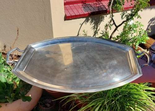 MAZEPPA ENGLAND ANTIQUE LARGE (60x38CM) SILVERPLATED TRAY