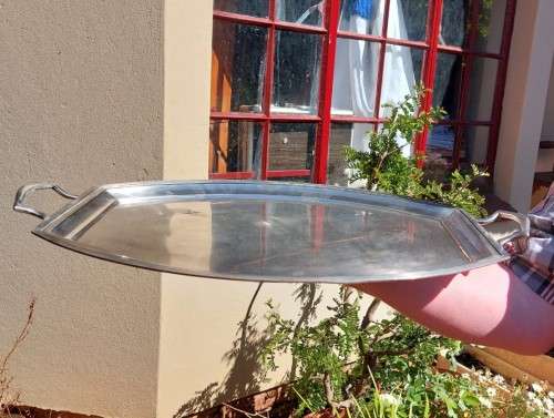 MAZEPPA ENGLAND ANTIQUE LARGE (60x38CM) SILVERPLATED TRAY