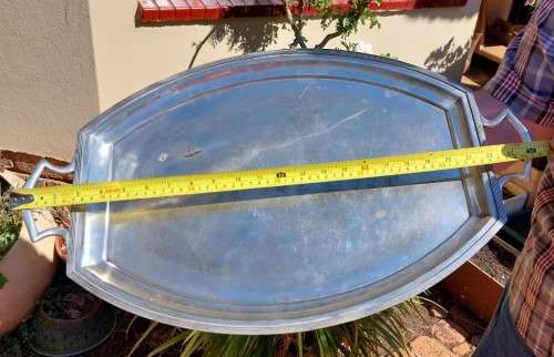 MAZEPPA ENGLAND ANTIQUE LARGE (60x38CM) SILVERPLATED TRAY