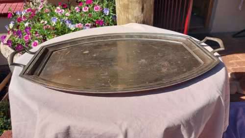 MAZEPPA ENGLAND ANTIQUE LARGE (60x38CM) SILVERPLATED TRAY
