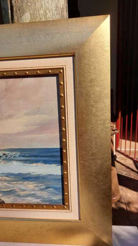 INTERESTING W ROUX FISHING ON THE BEACH ORIGINAL OIL PAINTING