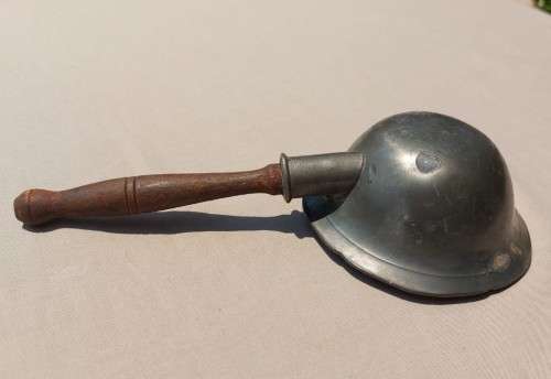 ANTIQUE PEWTER WATER LADDLE OR DIPPER WITH WOODEN HANDLE