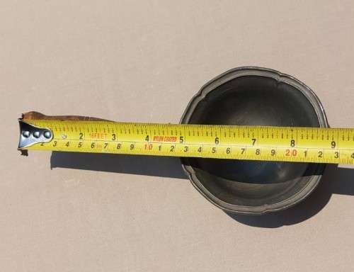 ANTIQUE PEWTER WATER LADDLE OR DIPPER WITH WOODEN HANDLE