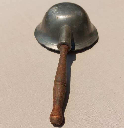 ANTIQUE PEWTER WATER LADDLE OR DIPPER WITH WOODEN HANDLE