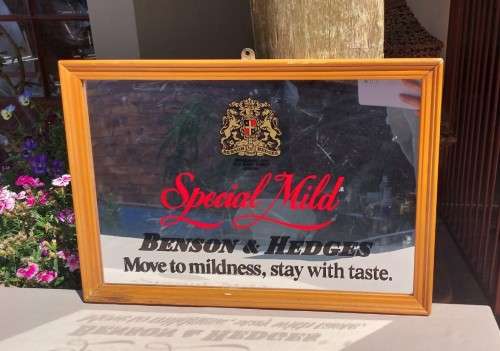 COLLECTABLE FRAMED BENSON and HEDGES BAR MIRROR