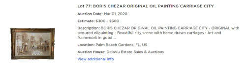 BORIS CHEZAR! (1913-2008) SIGNED ORIGINAL SAND OIL PAINTING OF A HORSECART COBBLE STREET SCENE
