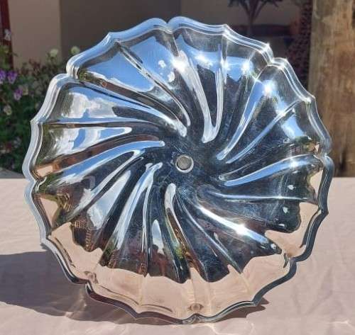 VINTAGE SOUTH AFRICAN MADE EM-ESS SP ON B (Silver Plated on Brass) TWO-TIER SWEETS TRAY WITH HANDLE
