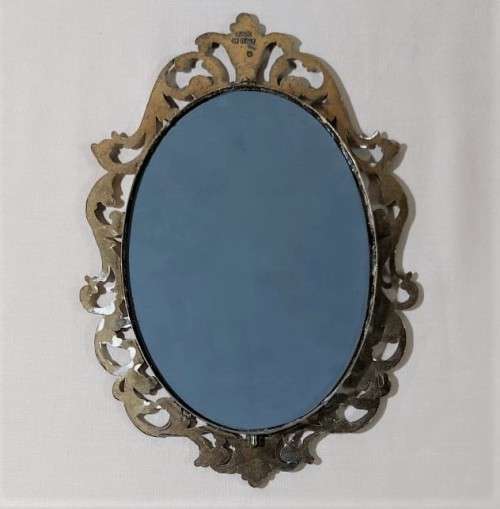 ITALIAN MADE VINTAGE OVAL BRASS MIRROR FRAME