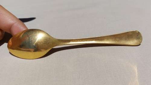 JAPAN 24KT GOLD PLATED SET OF 12 COFFEE SPOONS WITH ENAMEL PAINTED SOUTH AFRICAN FLOWERS