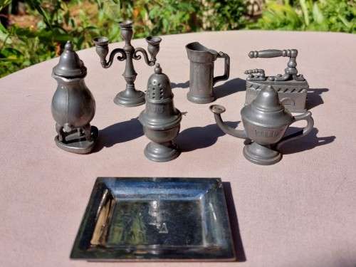 VINTAGE FOCA DUTCH PEWTER MINIATURES, DOLLHOUSE ACCESSORIES  RARE AND COLLECTABLE