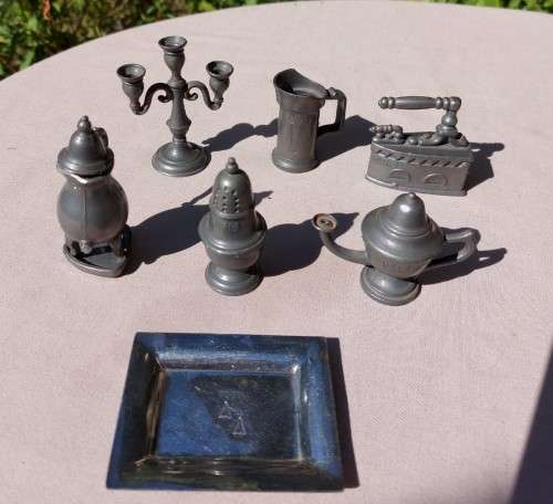 VINTAGE FOCA DUTCH PEWTER MINIATURES, DOLLHOUSE ACCESSORIES  RARE AND COLLECTABLE