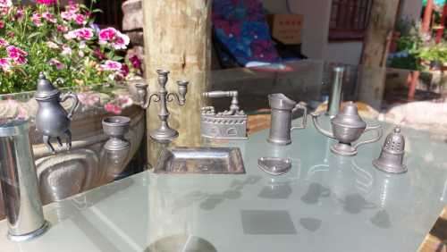 VINTAGE FOCA DUTCH PEWTER MINIATURES, DOLLHOUSE ACCESSORIES  RARE AND COLLECTABLE