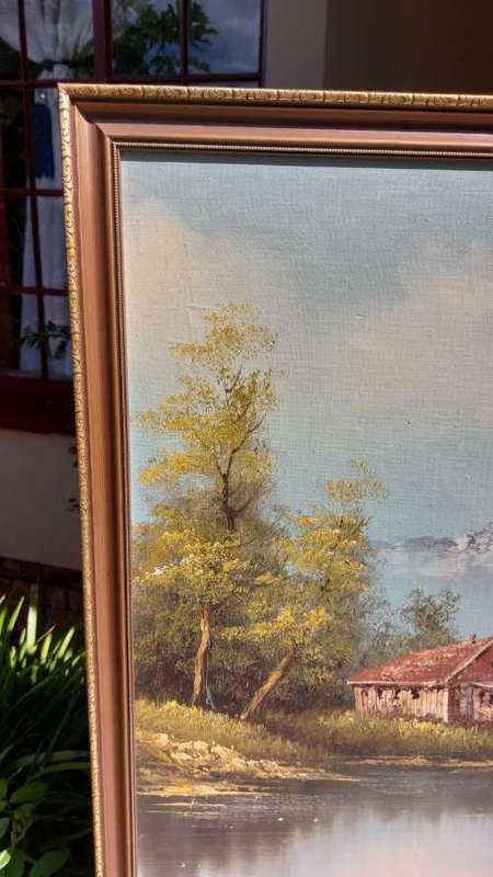 COLORFUL B AUSTIN ORIGINAL LANDSCAPE OIL PAINTING LARGE 96CM W 66CM H