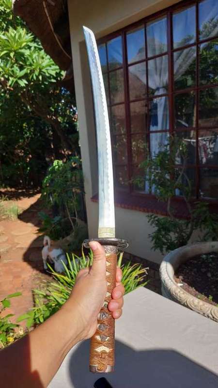 SAMURAI WAKIZASHI SWORD WITH WOODEN SCABBARD WELL MADE BUT WITH BLUNTED BLADE MADE IN JAPAN
