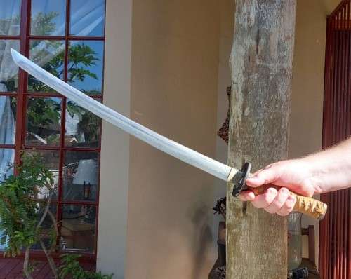 SAMURAI WAKIZASHI SWORD WITH WOODEN SCABBARD WELL MADE BUT WITH BLUNTED BLADE MADE IN JAPAN