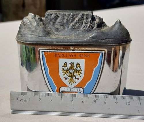 RARE BARCLAYS DCO (DOMINION, COLONIAL AND OVERSEAS) TABLE MOUNTAIN CHROME PLATED MONEY BOX 1960S