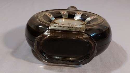 KAISER W GERMAN CLOCK (WORKING) IN AN 60 YEAR OLD! ITALIAN CHERRY WINE BOTTLE (FULL) ULTRA RARE