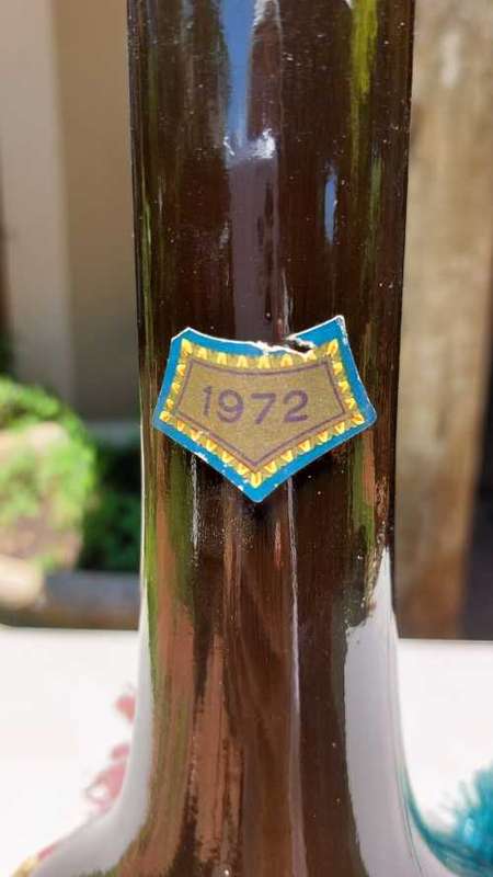 ULTRA RARE 1,2M HIGH! VINTAGE 1972 IL RUFFINI CHIANTI ITALY WINE BOTTLE (FULL!) WITH RATTAN WRAP