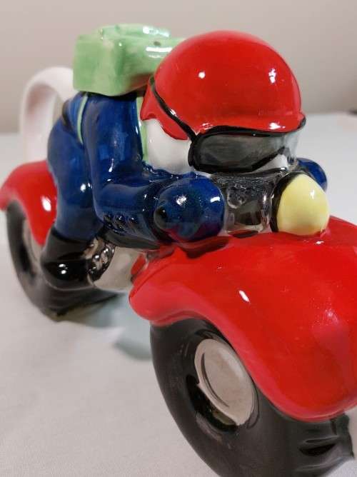 PRICE KENSINGTON ENGLAND POTTERIES RETRO MOTORBIKE AND RIDER CERAMIC TEAPOT