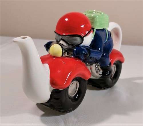 PRICE KENSINGTON ENGLAND POTTERIES RETRO MOTORBIKE AND RIDER CERAMIC TEAPOT