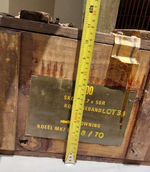 SA ARMY 1950S WOODEN AMMO BOX FOR BROWNING 7.7x56MMR MACHINE GUN BALL BELTED AMMO