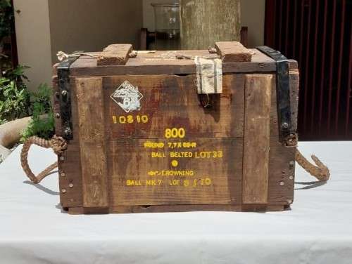 SA ARMY 1950S WOODEN AMMO BOX FOR BROWNING 7.7x56MMR MACHINE GUN BALL BELTED AMMO